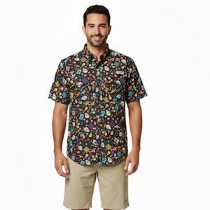 NEW Magellan Outdoors Men's Dia De Los Muertos Print Short Sleeve Fishing Shirt